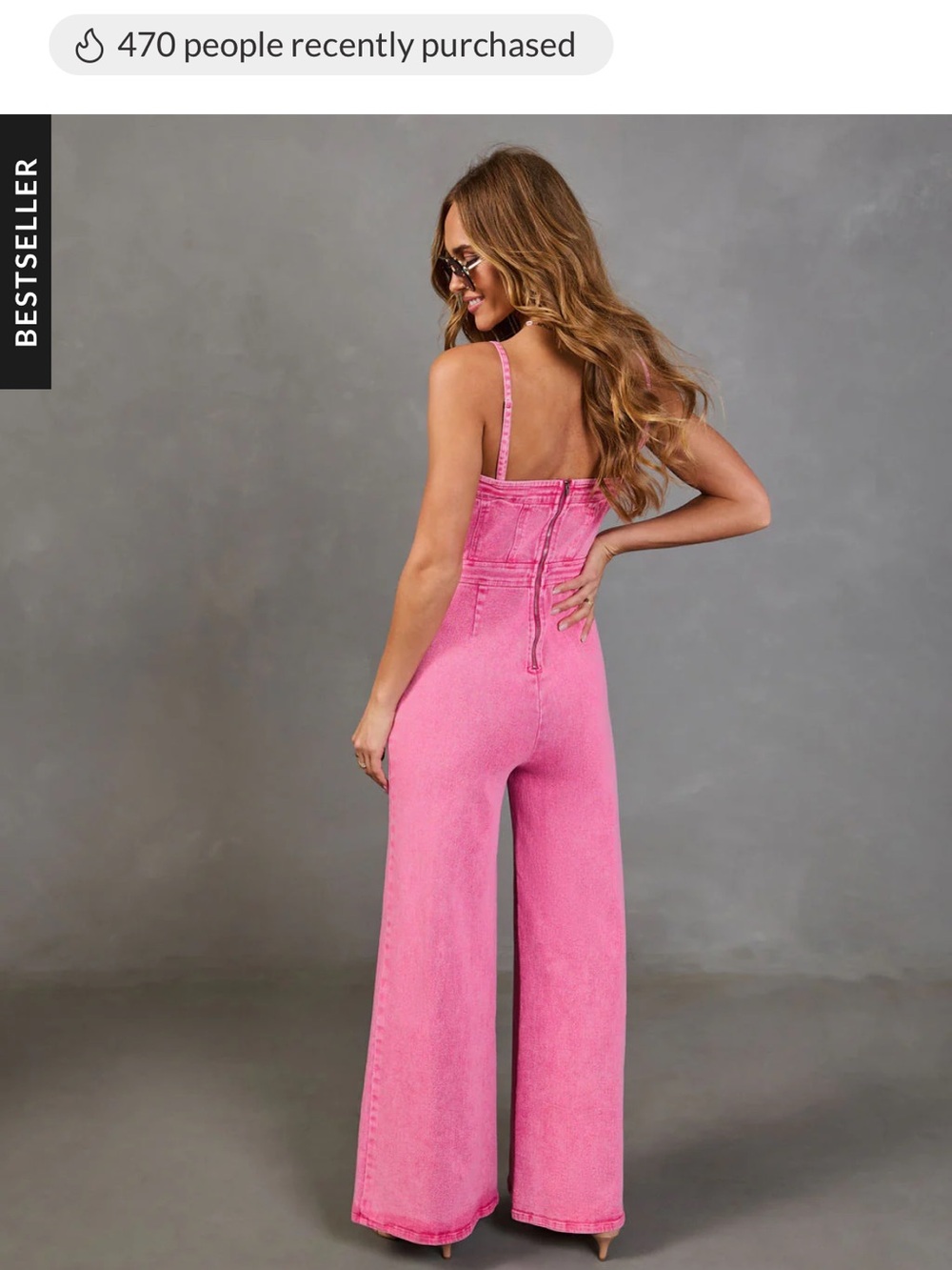 Vici Pink Acid Wash Jumpsuit - Picture 2 of 4